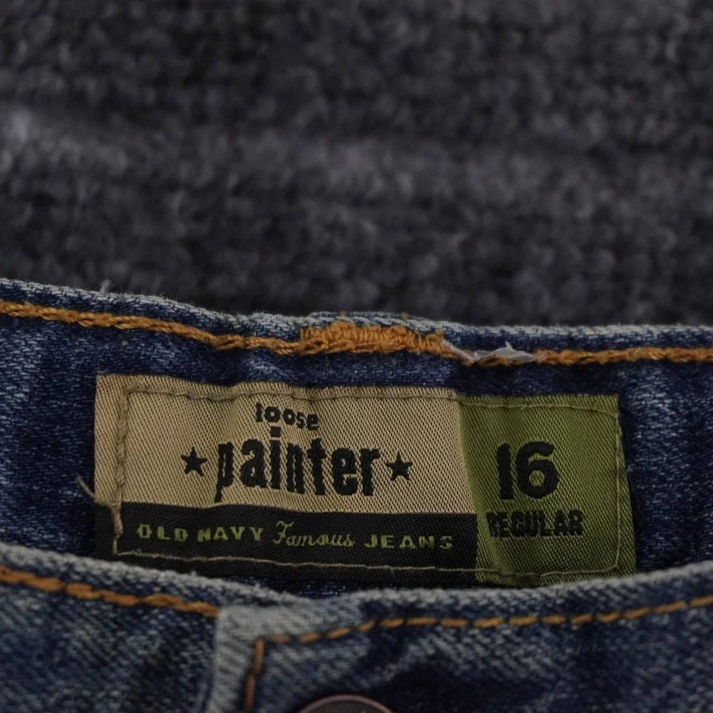 Old Navy‎ Painter Denim Shorts Boys 16 Blue Loose Fit Carpenter Utility Pocket